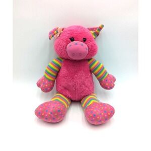 Build A Bear Giggly Piggly Pink Pig Rainbow Plush 2009 HTF VERY RARE!